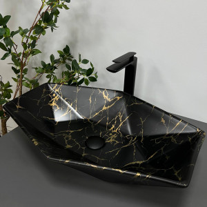 Умывальник VBI VENEZIA MARBLE BLACK MATT накладной VBI-012406 фото