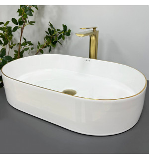 Умывальник VBI VERONA 60 WHITE GOLD EDGE накладной VBI-011308 фото