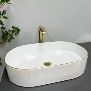 Умывальник VBI VERONA 60 WHITE GOLD EDGE накладной VBI-011308 фото