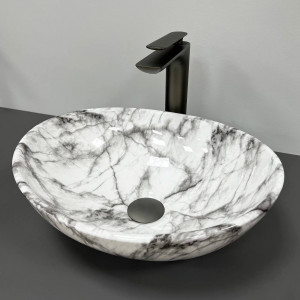 Умывальник VBI PARMA STATUARIO GREY VEINS GLOSSY накладной VBI-011010 фото