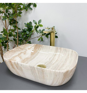 Умывальник VBI RAVENNA TRAVERTINE GLOSSY накладной VBI-011204 фото