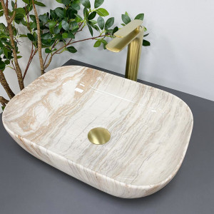 Умывальник VBI RAVENNA TRAVERTINE GLOSSY накладной VBI-011204 фото