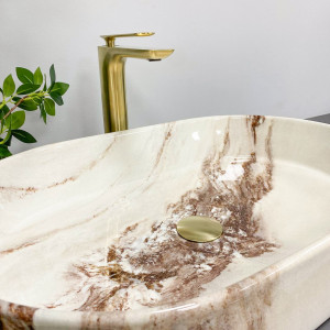 Умывальник VBI RAVENNA TRAVERTINE GLOSSY накладной VBI-011204 фото