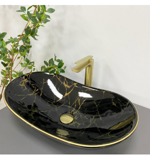 Умывальник VBI TURIN MARBLE BLACK GLOSSY накладной VBI-011505 фото