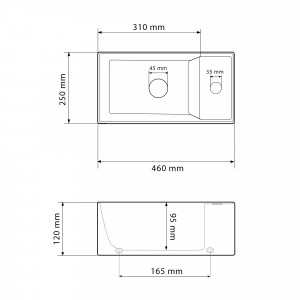 Умывальник VBI LECCE L WHITE накладной подвесной VBI-015604 фото