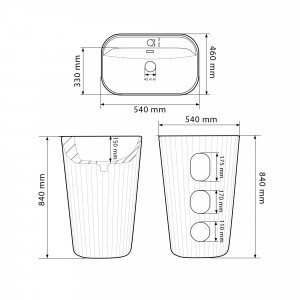 Умывальник VBI TARSIA WHITE напольный VBI-019008 фото