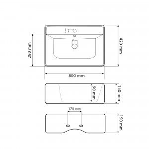 Умывальник VBI PADUA 80 WHITE накладной подвесной VBI-012204 фото