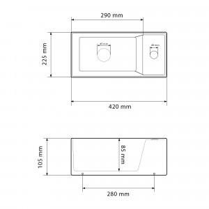 Умывальник VBI LAGO L WHITE накладной подвесной VBI-015611 фото