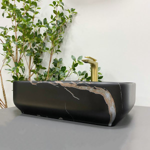 Умывальник VBI PALERMO BLACK STONE MATT накладной VBI-012306 фото