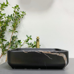 Умывальник VBI PALERMO BLACK STONE MATT накладной VBI-012306 фото