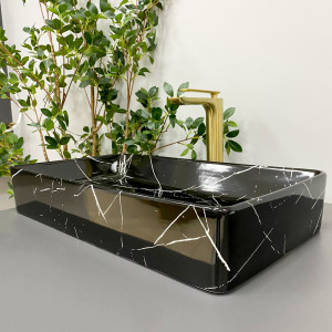 Умывальник VBI TRIEST BLACK MARMO GLOSSY накладной VBI-012707 фото
