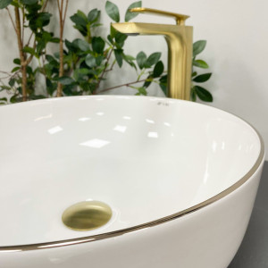 Умывальник VBI BARI S WHITE GOLD EDGE накладной VBI-011605 фото