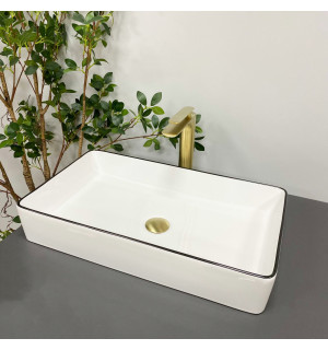 Умывальник VBI TRIEST WHITE BLACK EDGE накладной VBI-012710 фото