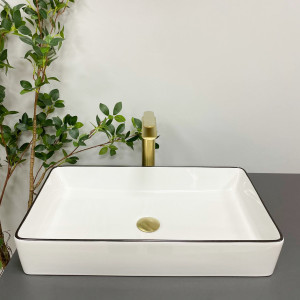 Умывальник VBI TRIEST WHITE BLACK EDGE накладной VBI-012710 фото