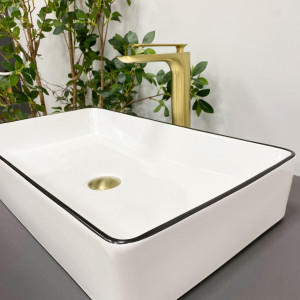 Умывальник VBI TRIEST WHITE BLACK EDGE накладной VBI-012710 фото