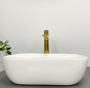 Умывальник VBI RAVENNA WHITE GOLD EDGE накладной VBI-011218 фото