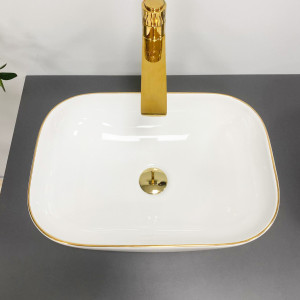 Умывальник VBI RAVENNA WHITE GOLD EDGE накладной VBI-011218