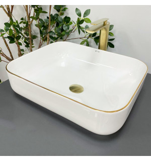 Умывальник VBI PALERMO WHITE GOLD EDGE накладной VBI-012308 фото