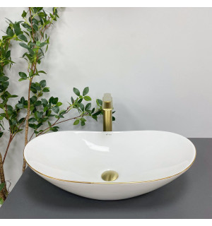 Умывальник VBI TURIN WHITE GOLD EDGE накладной VBI-011508 фото