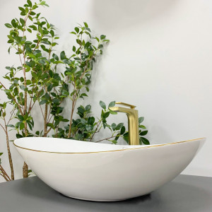 Умывальник VBI TURIN WHITE GOLD EDGE накладной VBI-011508 фото