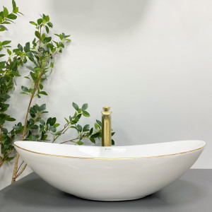 Умывальник VBI TURIN WHITE GOLD EDGE накладной VBI-011508 фото