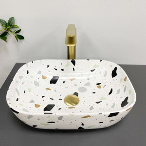 Умывальник VBI RAVENNA WHITE GOLD EDGE накладной VBI-011218 фото