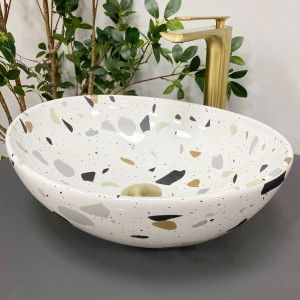 Умывальник VBI PARMA TERAZZO GLOSSY накладной VBI-011011 фото