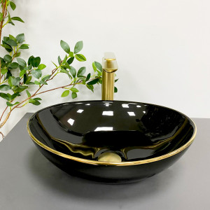 Умывальник VBI PARMA BLACK GOLD EDGE накладной VBI-011012 фото