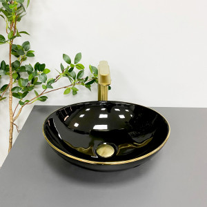 Умывальник VBI PARMA BLACK GOLD EDGE накладной VBI-011012 фото