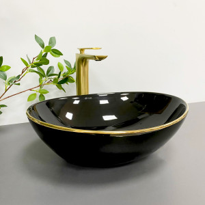 Умывальник VBI PARMA BLACK GOLD EDGE накладной VBI-011012 фото