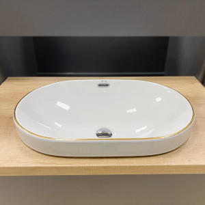 Умывальник VBI GAETA WHITE GOLD EDGE врезной VBI-018032 фото