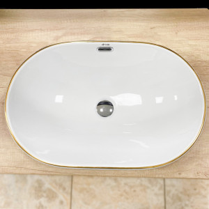 Умывальник VBI GAETA WHITE GOLD EDGE врезной VBI-018032 фото