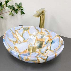 Умывальник VBI PARMA MARBLE BLUE GLOSSY накладной VBI-011016 фото