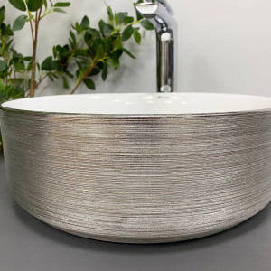 Умывальник VBI PRATO BRUSH SILVER WHITE накладной VBI-011407 фото