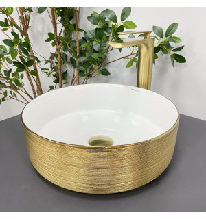 Умывальник VBI PRATO BRUSH GOLD WHITE накладной VBI-011408 фото