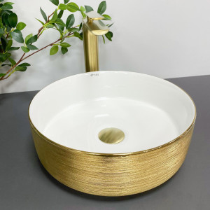 Умывальник VBI GAETA WHITE GOLD EDGE врезной VBI-018032 фото