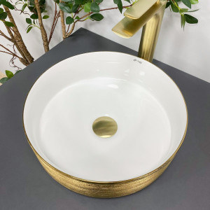 Умывальник VBI PRATO BRUSH GOLD WHITE накладной VBI-011408 фото