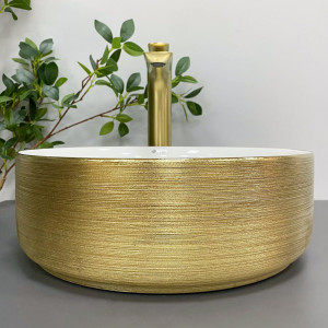 Умывальник VBI GAETA WHITE GOLD EDGE врезной VBI-018032 фото