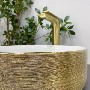 Умывальник VBI GAETA WHITE GOLD EDGE врезной VBI-018032 фото