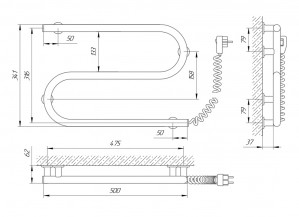 Электрический полотенцесушитель Laris Гранд П10 500 х 900 Э подкл. слева фото