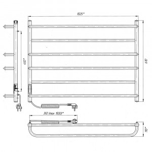Электрический полотенцесушитель Laris Зебра Практик ЧК6 1000 х 600 Э подкл. 
слева R3 фото