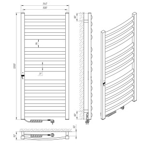 Электрический полотенцесушитель Laris Зебра Атлант Премиум ЧК14 500 х 1200 Э подкл. слева фото