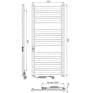 Электрический полотенцесушитель Laris Зебра Гефест Премиум ЧК10 500 х 1200 Э подкл. слева фото