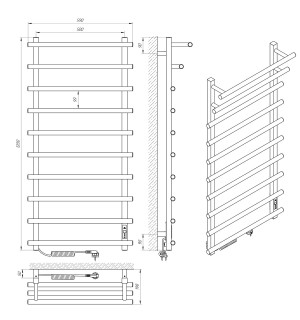 Электрический полотенцесушитель Laris Зебра Комфорт ЧК10 500 х 900 Э подкл. слева R3 фото