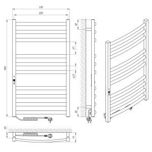 Электрический полотенцесушитель Laris Гранд П10 500 х 900 Э подкл. слева фото