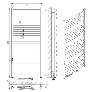 Электрический полотенцесушитель Laris Гранд П14 500 х 1200 Э подкл. слева фото