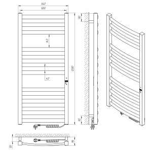 Электрический полотенцесушитель Laris Зебра Альфа ЧК10 500 х 900 Э подкл. слева R3 фото