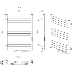 Электрический полотенцесушитель Laris Зебра Атлант ЧК8 500 х 900 Э подкл. слева R3 фото