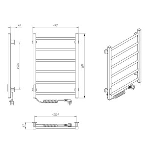 Электрический полотенцесушитель Laris Зебра Альфа ЧК6 400 х 600 Э подкл. слева 
R3 фото