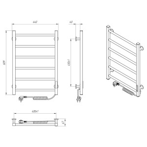 Электрический полотенцесушитель Laris Змеевик 25 РС3 600 х 500 Э подкл. слева фото